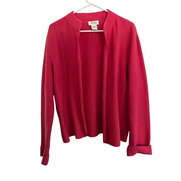 Talbots Pink Long Sleeve 100% wool Cardigan Sweater Size Large - Picture 1 of 8